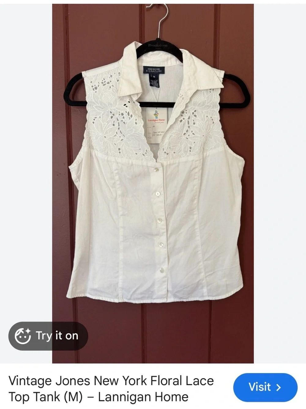 ISO SEARCHING FOR Jones New York Cream Floral Lace Button-Front Sleeveless